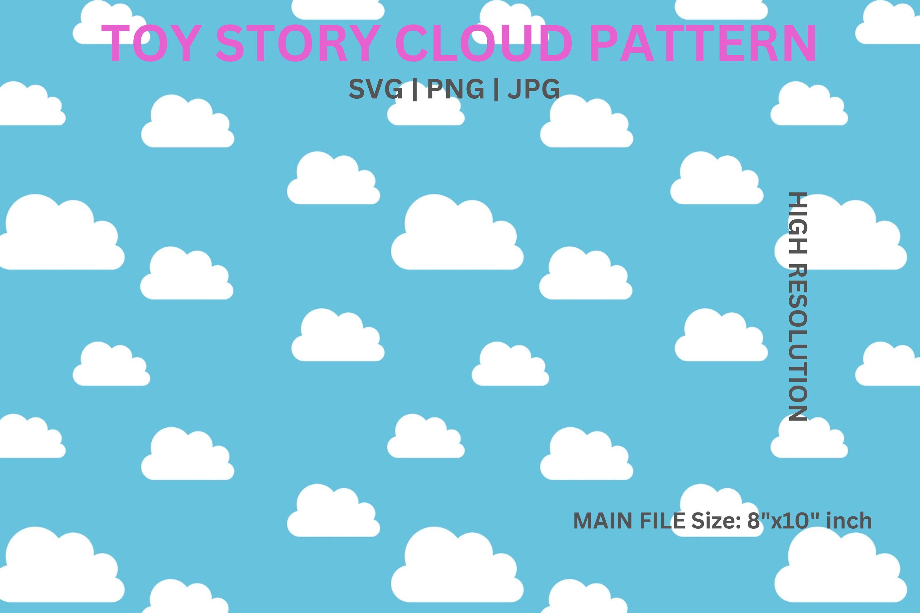 Toy Story Clouds Pattern, SVG, Cartoon Cloud Silhouette, Kids Cloud, Cloud Decorations, Nursery ...