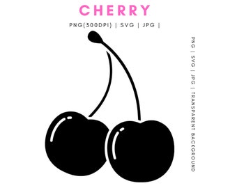 Cerise Silhouette SVG : fruits clipart, pochoir (téléchargement numérique)