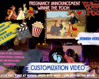 Video de anuncio de embarazo de Winnie Pooh: revelación de género en español (descarga digital)