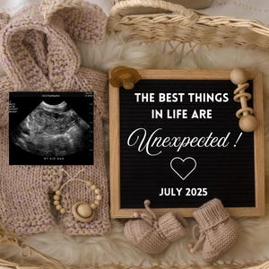 Neutrale zwangerschap aankondiging digitaal, zwangerschap aankondiging aan echtgenoot, sjabloon zwangerschap aankondiging, Boho baby Reveal, bewerkbaar canvas