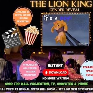 Gender Reveal Video Announcement The Lion king Gender Reveal Movie Instant Download Boy or Girl Gender Reveal Video It&#39;s a Boy