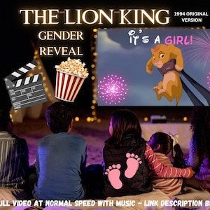 Gender Reveal Video Announcement, Gender Reveal Movie, Boy or Girl Gender Reveal Video, Lion King Gender Reveal, Movie, baby shower
