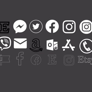 Social Media Transparent Icons SVG Bundle, 40 Icon Logos, Facebook, Instagram, Pinterest, YouTube, Twitter