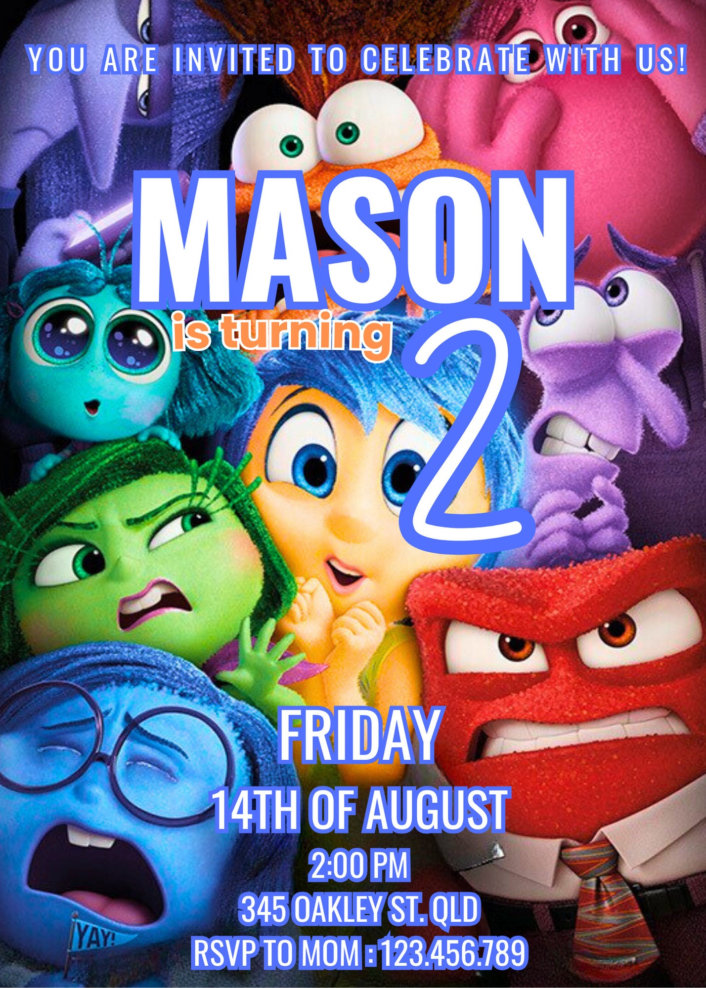 Inside Out 2 Birthday Invitation, Inside Out 2 Invitation, Inside Out 2