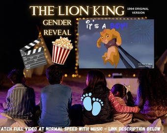 Gender Reveal Video Announcement, Gender Reveal Movie, Boy or Girl Gender Reveal Video, Lion King Gender Reveal, Movie, baby shower