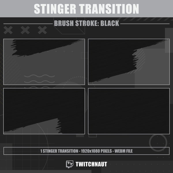 Black Twitch Stinger Transition | Paint Brush Stream Transition | Black Horror Animated Twitch Stinger | Minimalist OBS Scene Transition