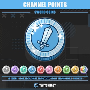Sword Coin Twitch Channel Points | Hero Blade Twitch Badges | Medieval Sword Emote | Heroic Sword Channel Points Loyalty Rewards