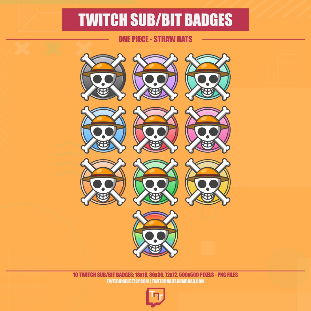 One Piece Straw Hats Twitch Badges for Mugiwara Fans Twitch Etsy