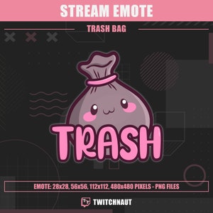 Simpatica emote rosa per il sacchetto della spazzatura per Twitch | Emote Twitch giocosa del sacco della spazzatura | Adorabile e divertente emote per il sacco della spazzatura per lo streaming su Twitch