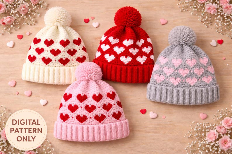 Valentine Heart Beanie Crochet Pattern | Beginner Friendly | Heart Hat ...