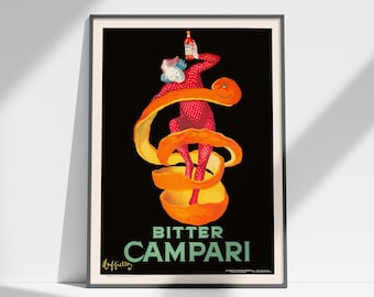Campari Poster, 1920s Vintage Print, Campari Iconic Vintage Poster, Retro Kitchen Print, Bar Décor, Italian Liqueur Poster, Orange Wall Art