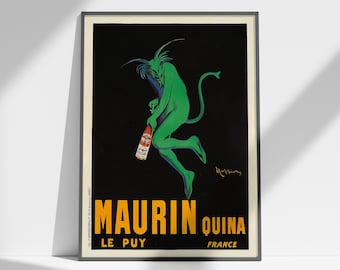Vintage Maurin Quina Devil Liqueur Poster, French Aperitif Retro Bar Art (Digital Download)