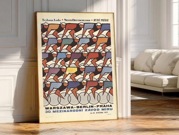 Retro Bike Poster, Peace Race Bicycle Poster, 1970s Print, Czech Vintage Sports Print, Cyclist Gift, Warsaw Berlin Prague Bike Race Art