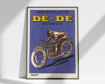 Vintage Motorbike Poster, Motorbike Racing Print, 1920s French Poster, Vintage Motorcycle Print, Sports Motorbike Wall Art, Motorbike Gift