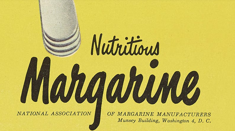 1940s Margarine Ad Print, Retro Kitchen Café Wall Art, Yellow Kitsch Kitchen Print (Digital Download) image 3