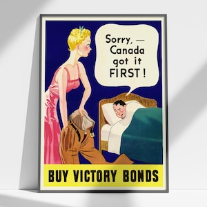Canada First Vintage Print, 1940s Canada Victory Bonds Poster, Canada Print, Ww2 Poster, Canadian Government Poster, Canada Retro Wall Art