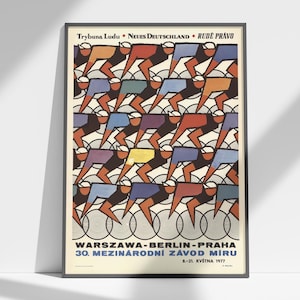 Póster de bicicleta retro, póster de la Carrera de la Paz, impresión de los años 70, impresión deportiva vintage checa, regalo ciclista, arte de carreras ciclistas de Varsovia, Berlín y Praga.