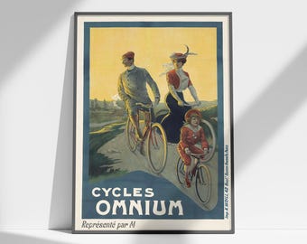 Victorian Cycling Family Art Nouveau Poster, Omnium Cycles Advert (Digital Download)