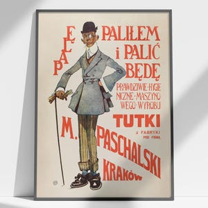 Polish Vintage Poster, Krakow Poster, Vintage Print, Smoker Print Polish Poster, Early 1900s Vintage Advertising, Polish Art, Polish Gift