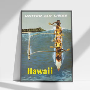 Vintage Travel Poster – Hawaii Outrigger Canoe – United