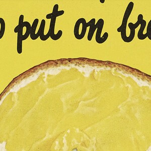 1940s Margarine Ad Print, Retro Kitchen Café Wall Art, Yellow Kitsch Kitchen Print (Digital Download) image 2