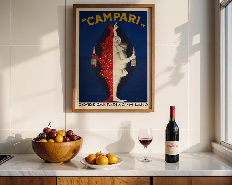 Campari Poster Vintage Print, 1920s Italian Liqueur Retro Drink Poster, Clown Print, Kitchen Print, Campari Bar Art (Digital Download) image 9