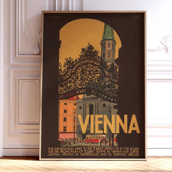 Vienna Vintage Travel Poster, from a Gate of the Hofburg Palace, 1930s Vienna Wall Art
