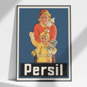 Vintage Persil Detergent Poster, 1910s Polish Advertising Art, Laundry Print (Digital Download)