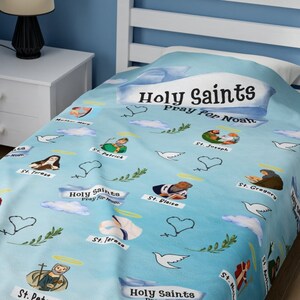 Catholic Saint Blanket for Kids, Personalized Catholic Kids Blanket, Custom Baby Catholic Gift