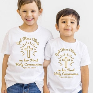 First Communion Youth T-shirt | Custom Catholic Youth Shirt for First Holy Communion | Unique and Memorable Gift |