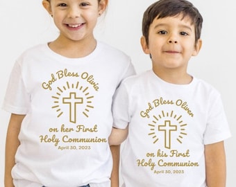 First Communion Youth T-shirt | Custom Catholic Youth Shirt for First Holy Communion | Unique and Memorable Gift |