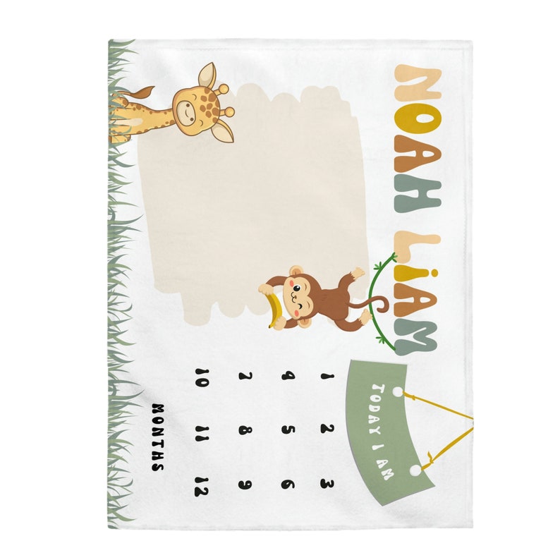 Safari Milestone Blanket Safari Baby Shower Gift Zoo Animals Etsy