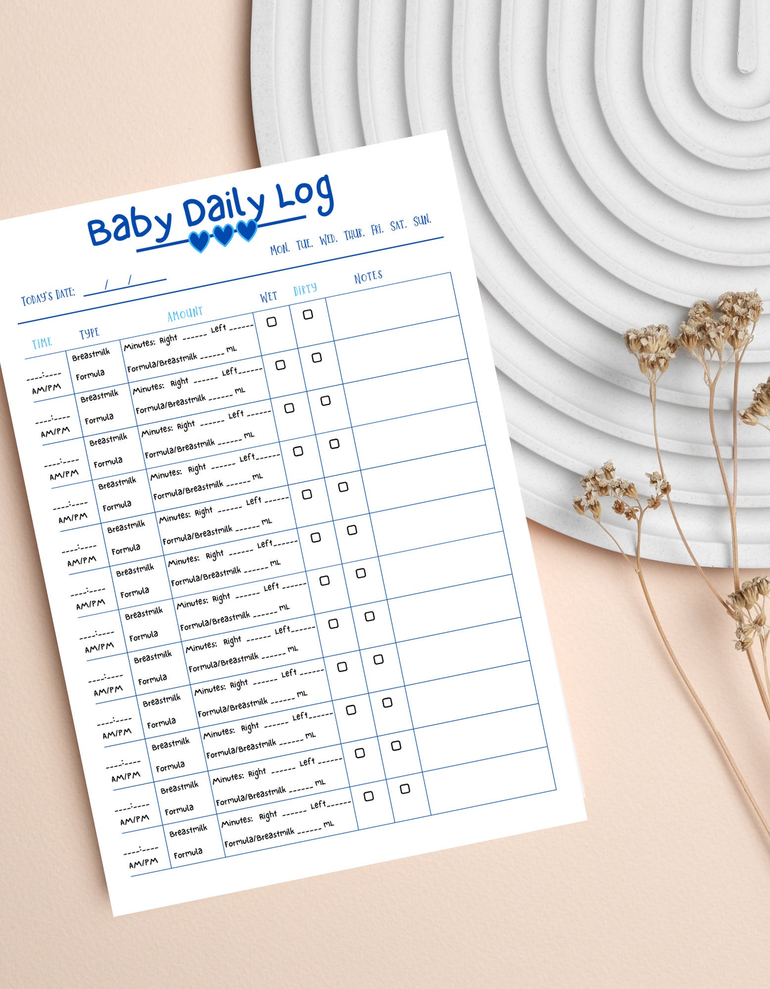 Newborn Feeding Log Printable Baby Intake and Output Tracker Baby ...