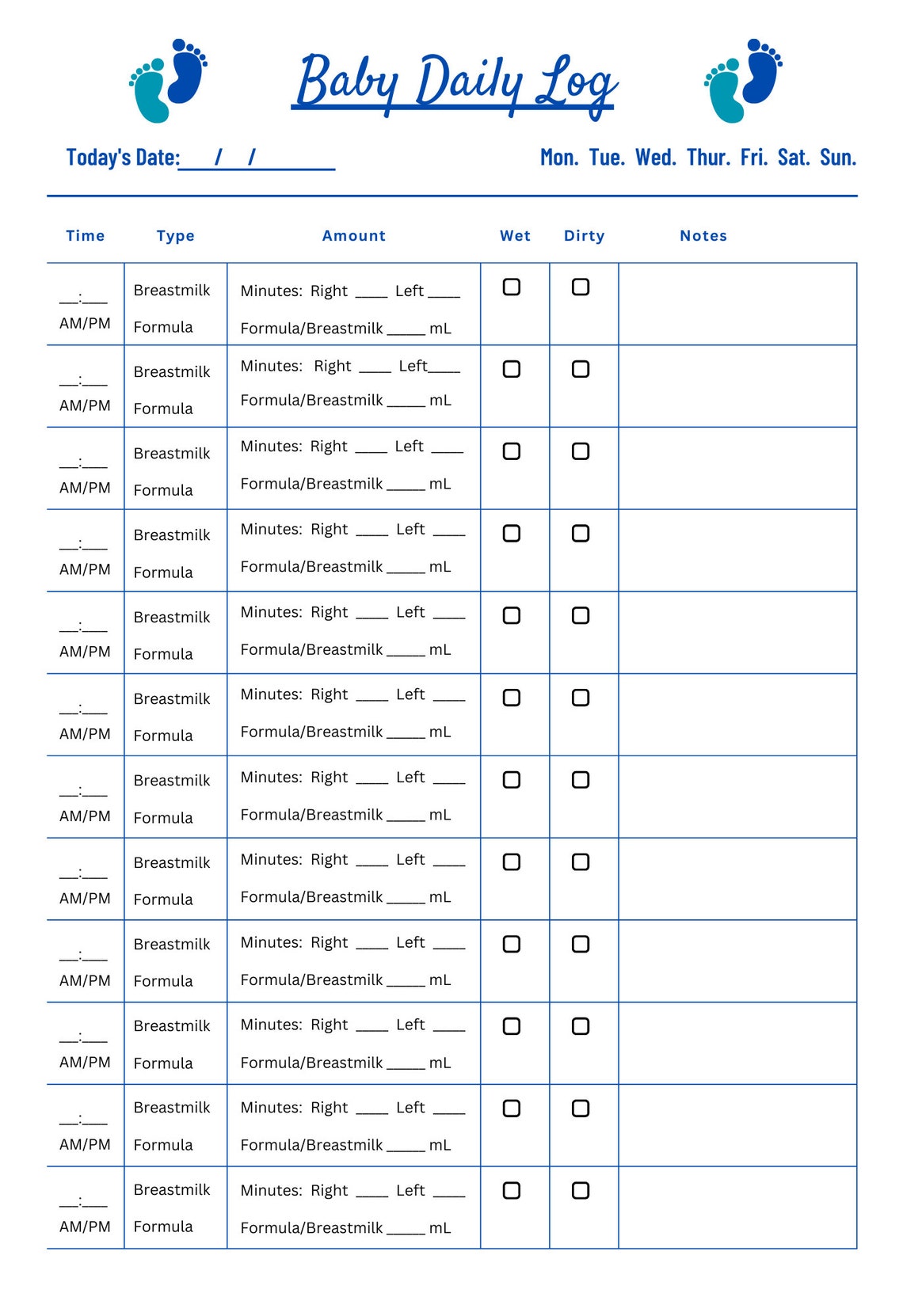 Newborn Feeding Log Printable Baby Intake and Output Tracker - Etsy