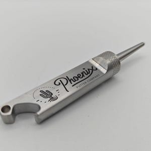 Personalized CNC-Milled Single-Prong Divot Tool & Bottle Opener - 303 Stainless Steel