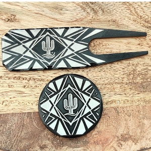 Custom golf divot tool and ball mark golf accessory