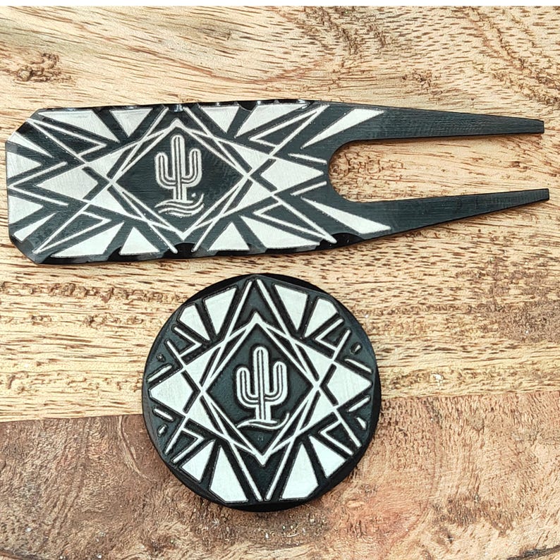 Custom golf divot tool and ball mark golf accessory