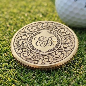 Brass Golf Ball Marker | Knurled Edge Gift | Engraved | Custom CNC Milled