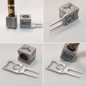 Custom Golf Cart Cigar Holder with Divot Tool & Opener - Ideal Gift for Golf Enthusiasts - American-Made Accessory