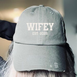 Wifey Distressed Cap | Wifey Hat | Women&#39;s Hat | Gift for Wife | Wedding Gift | Newlywed Gift | Gift for Her | Women&#39;s Baseball Cap