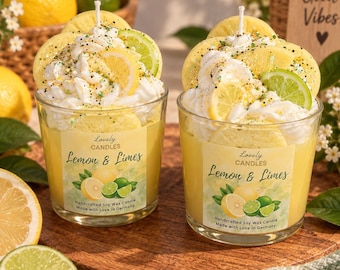 Citrus candle Lemon & Limes Dessert candle Gift idea for women Summer handmade candles Decorative candles Lime candle Lemon candle Summer scent