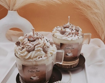 Coffee Candle in a Glass Scented Candle Gift for Coffee Lovers Dessert Candle Gift Idea Birthday Mother's Day Valentine's Day Gift Christmas