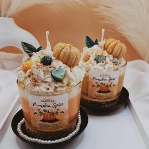 Vela de postre con especias de calabaza Regalos de otoño Vela de calabaza - Idea de regalo Cumpleaños y Halloween Decoración de otoño Vela de Halloween Velas de otoño