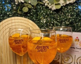 Aperol Spritz kaars in een glas, cocktail geurkaars van gelei-was met sinaasappelschijfjes en ijsblokjes, cadeau-idee, zomerkaars, cadeau voor vriendin