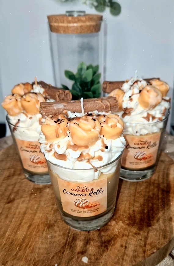Zimtkerze Herbstdeko Duftkerze im Glas Dessertkerze Geschenkidee Geburtstag Cinnamon Candle Herbstkerze Weihnachtskerze Geschenk Weihnachten