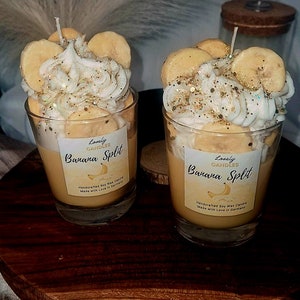 Banana Split dessertljus personligt ljus - presentidé för födelsedagar, mors dag och alla hjärtans dag, matljus, litet tecken på uppskattning