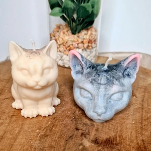 Cat candle gift idea for cat lovers memorial candle cat head third eye small attention gift birthday home decoration