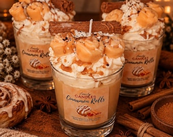 Cinnamon candle, autumn decoration, scented candle in a glass, dessert candle, gift idea, birthday, cinnamon candle, autumn candle, Christmas candle, Christmas gift