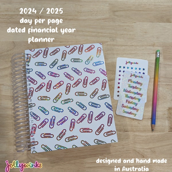 Financial Year Planner,  24 25 Planner, Financial Diary, Day Per Page Planner, 2024 2025 Planner, Planner, Daily Planner, A5 Planner