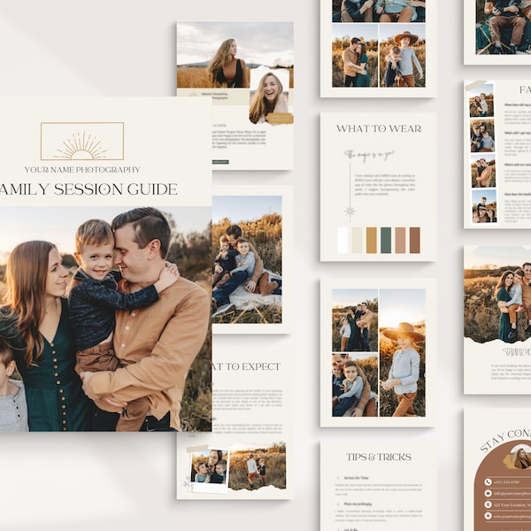 CANVA Photography Family Session Guide | Client Welcome Packet | Styling Guide Photography | Session Guide Template | FAQ Template | Welcome